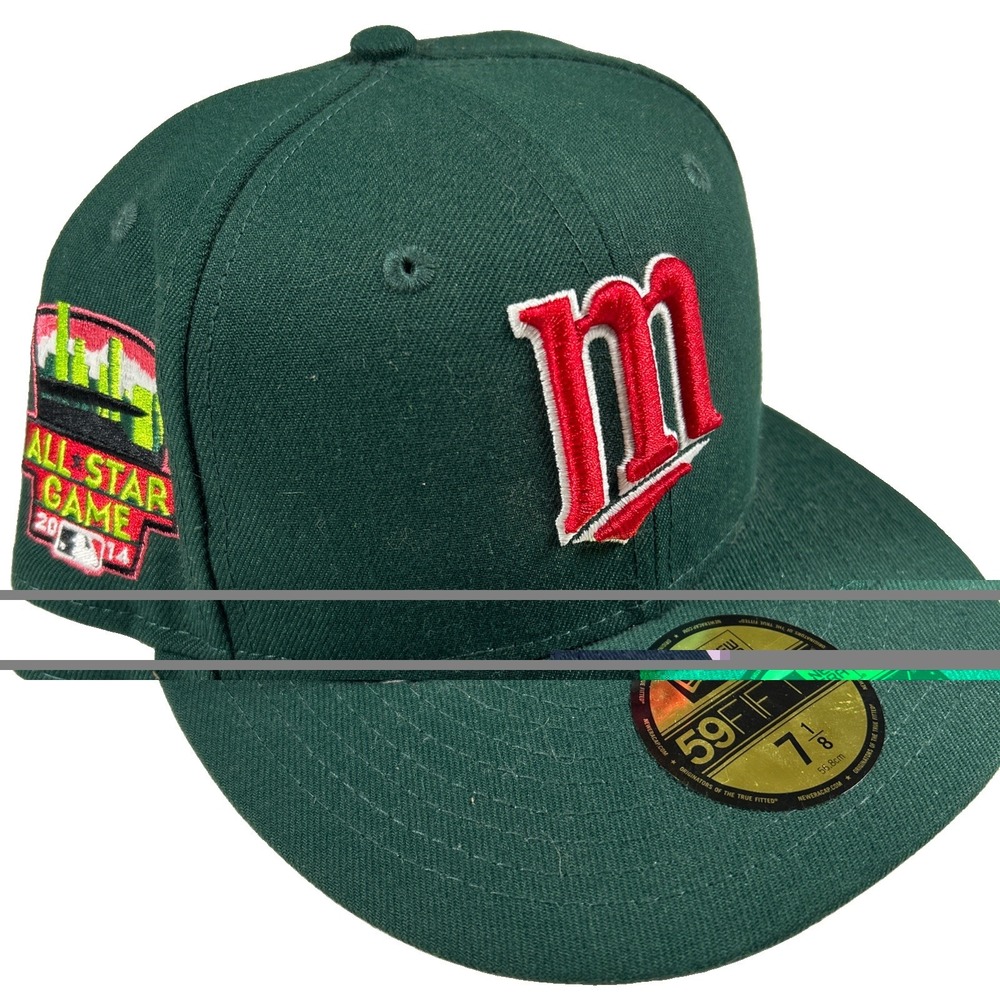 Hat Club Minnesota Twins New Era Cap 7 1/8 Green Pink 2014 ASG Patch 59FIFTY